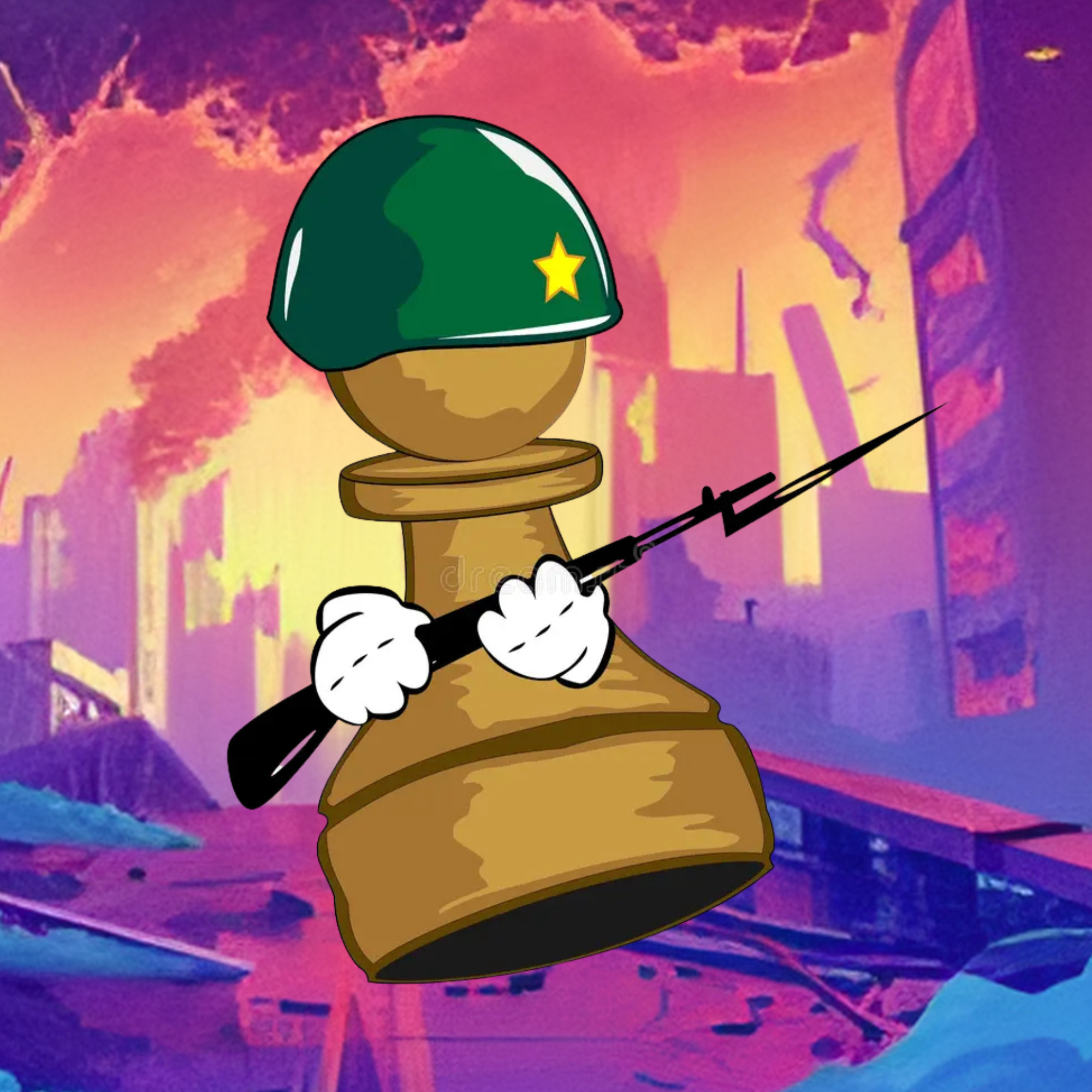 Illustration of a chess pawn explained as a brave soldier for children.